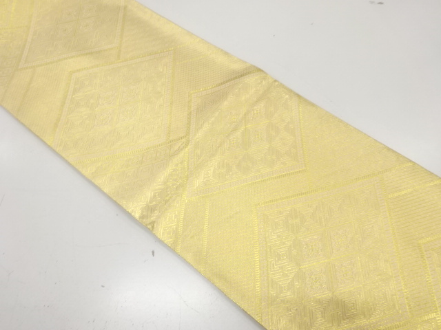 佐賀錦　菱に古典柄模様織り出し　全通袋帯